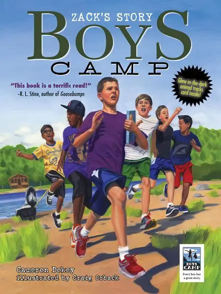 Boys running in camp setting