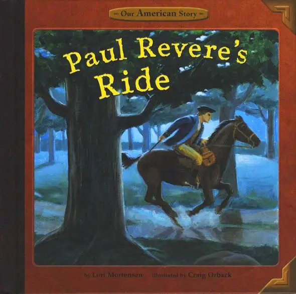 Paul Revere riding through a forest