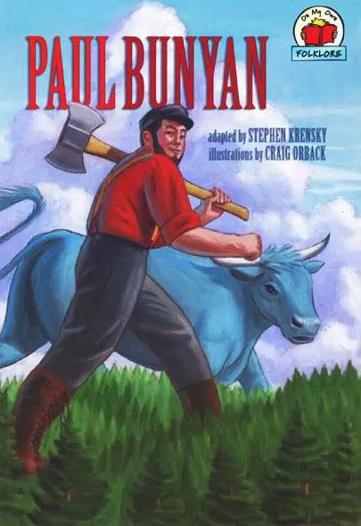 Paul Bunyan holding axe on book cover