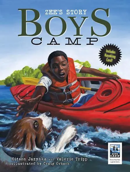 Boy and dog on kayak adventure